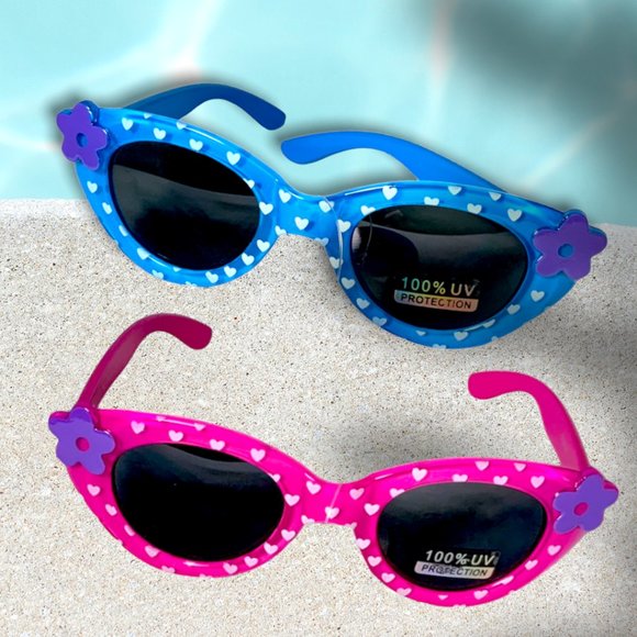 Toddler Sunglasses 100% UV Protection Kids Cute Retro Frames Set 2 Pair - Picture 2 of 14